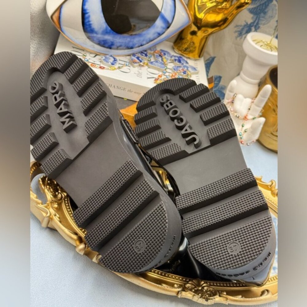 🆕 MARC JACOBS 🧿 NWOB The Frankie Logo-Plaque Platform Loafer, Black Sz 37 US7 - Picture 14 of 14